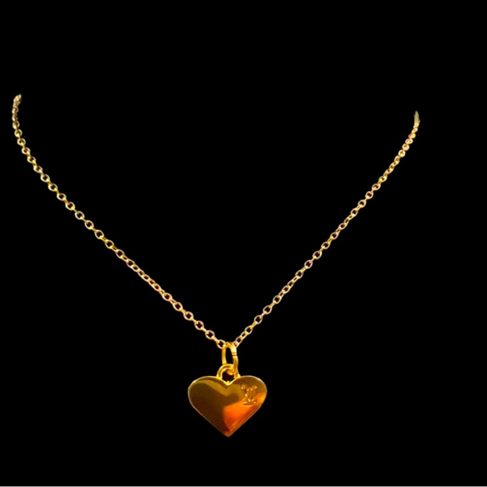 (SOLD!!!) Authentic LV Gold Heart Charm on Necklace